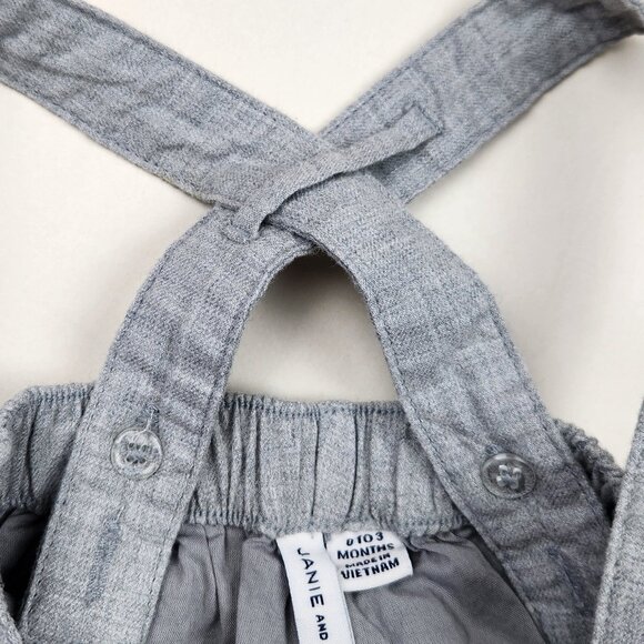 Janie and‎ Jack Baby Cotton Suspender Pants Gray sz 0-3 months - Picture 5 of 9
